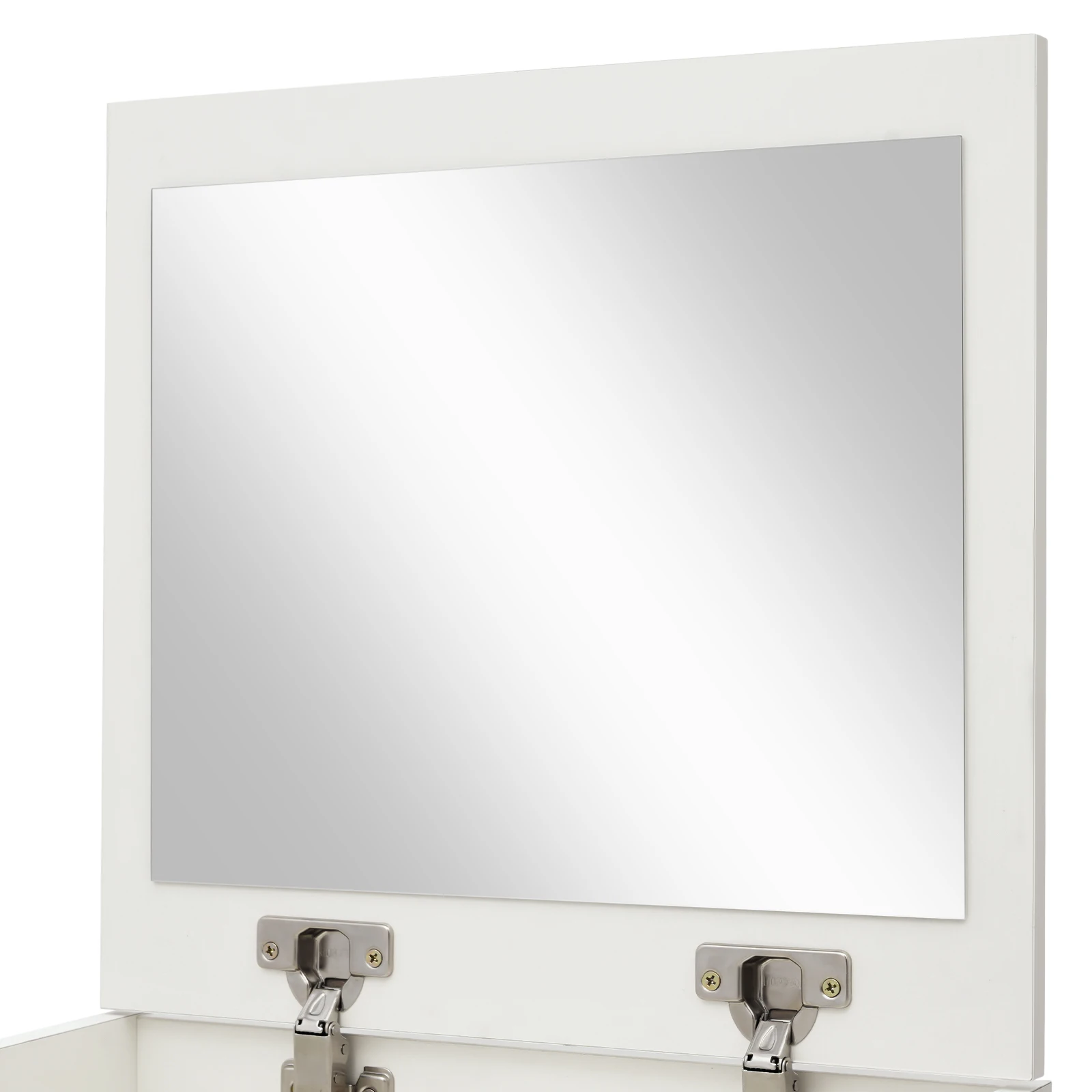 Vanity Dressing Table with Mirror and Stool 15.8" White Compact Storage Desk for Bedroom Dormitory Studio Apartment