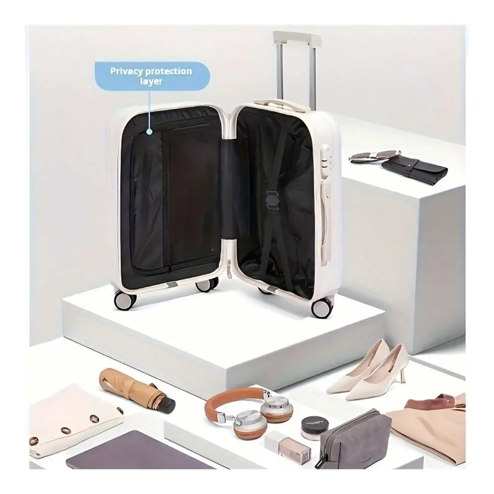 Pcs, 20 Inch Hardside Luggage Carry On Luggage With Cup Phone Charger Hard Shell Suitcases With Spinner Wheels Travel Suitcase