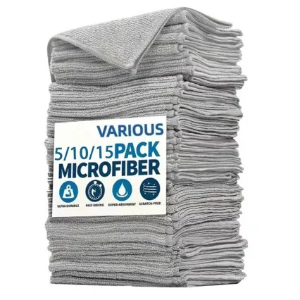 Black Microfiber Cleaning Cloths, Multi‑Purpose Absorbent Soft Towels for Car Washing, Kitchen Household Cleaning Rags