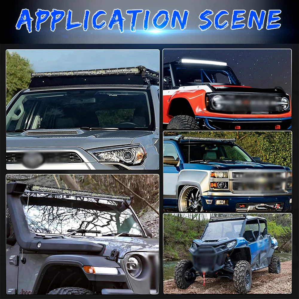 42 inch Single Row Ultra-Thin LED Light Bar LED Pod Light 12-24V LED Work Light Off-Road LED Light Truck Off-Road ATV UTV SUV Off-Road Vehicle Lighting, Battery Not Included, Heat Dissipation