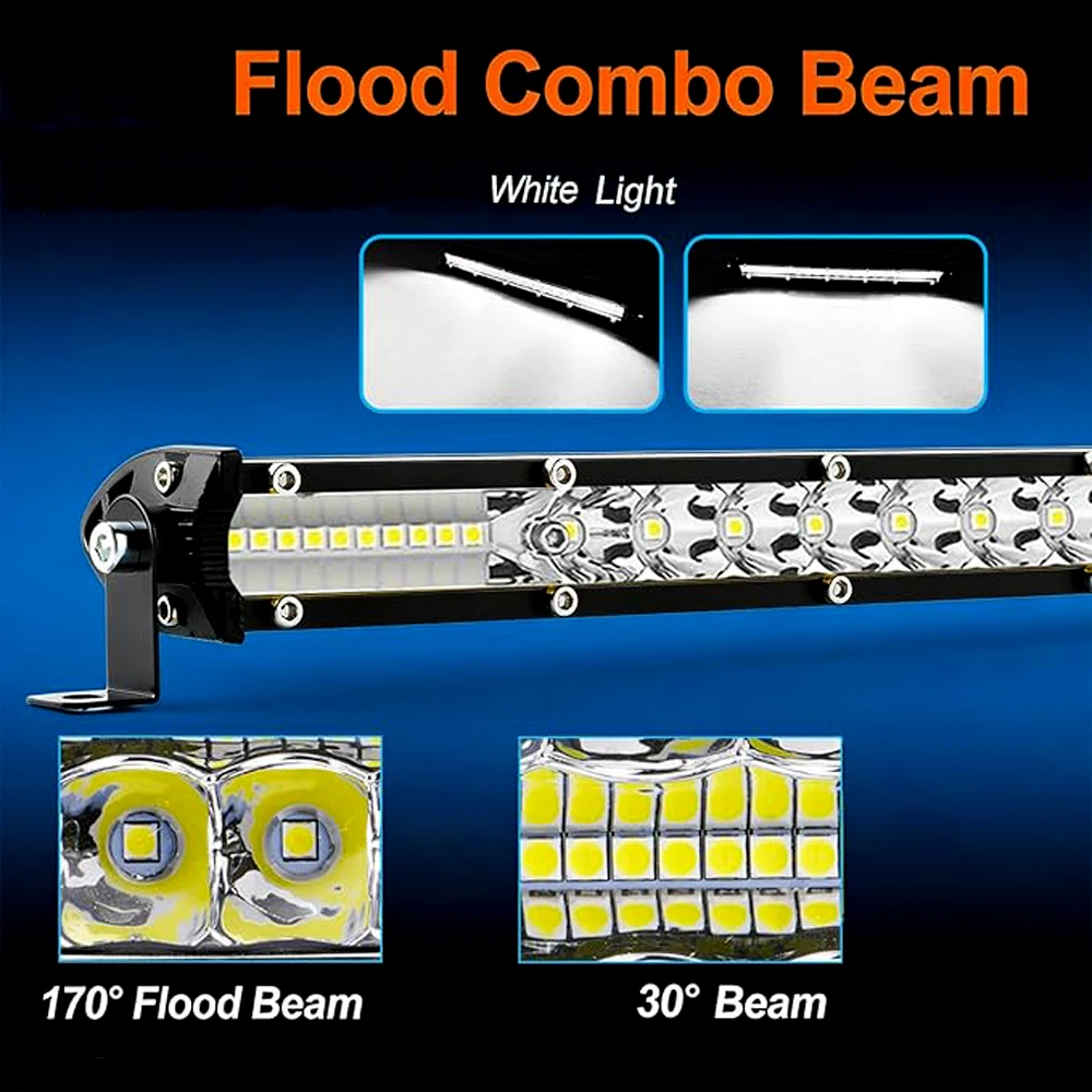 42 inch Single Row Ultra-Thin LED Light Bar LED Pod Light 12-24V LED Work Light Off-Road LED Light Truck Off-Road ATV UTV SUV Off-Road Vehicle Lighting, Battery Not Included, Heat Dissipation
