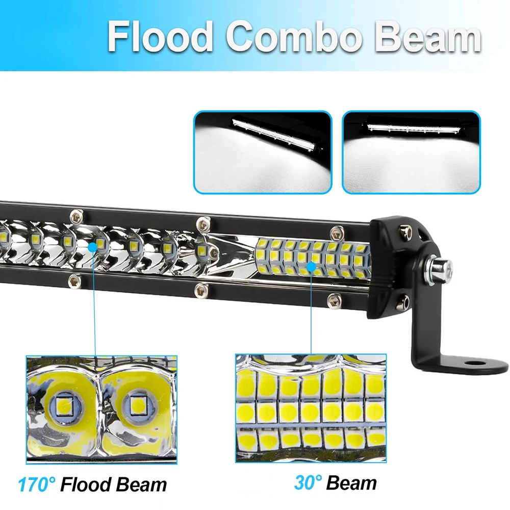 42 inch Single Row Ultra-Thin LED Light Bar LED Pod Light 12-24V LED Work Light Off-Road LED Light Truck Off-Road ATV UTV SUV Off-Road Vehicle Lighting, Battery Not Included, Heat Dissipation