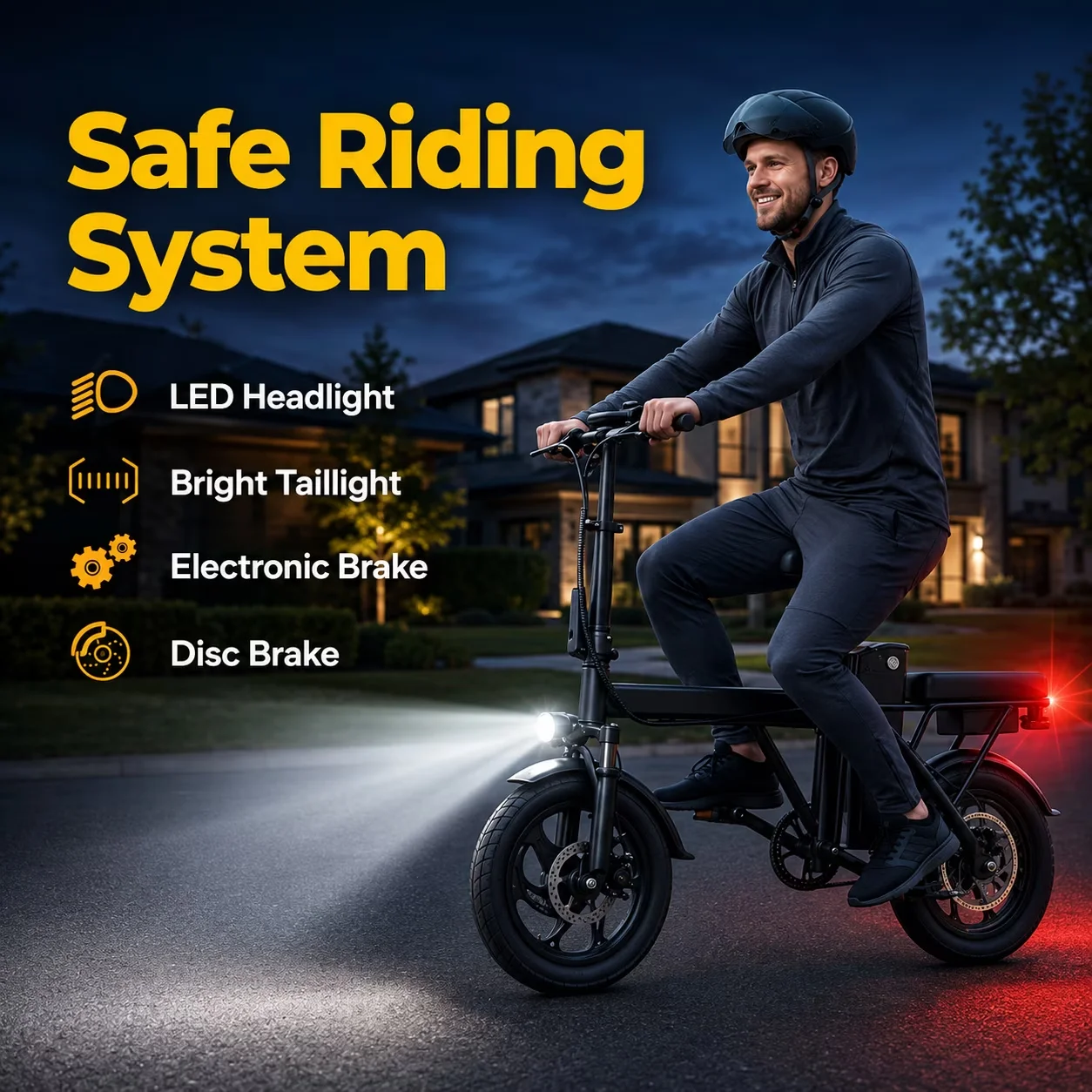 14inch Folding E Bike with 500W Motor, 48V Removable Battery, 30-45 Miles Max Range, Commuter Electric Bicycle