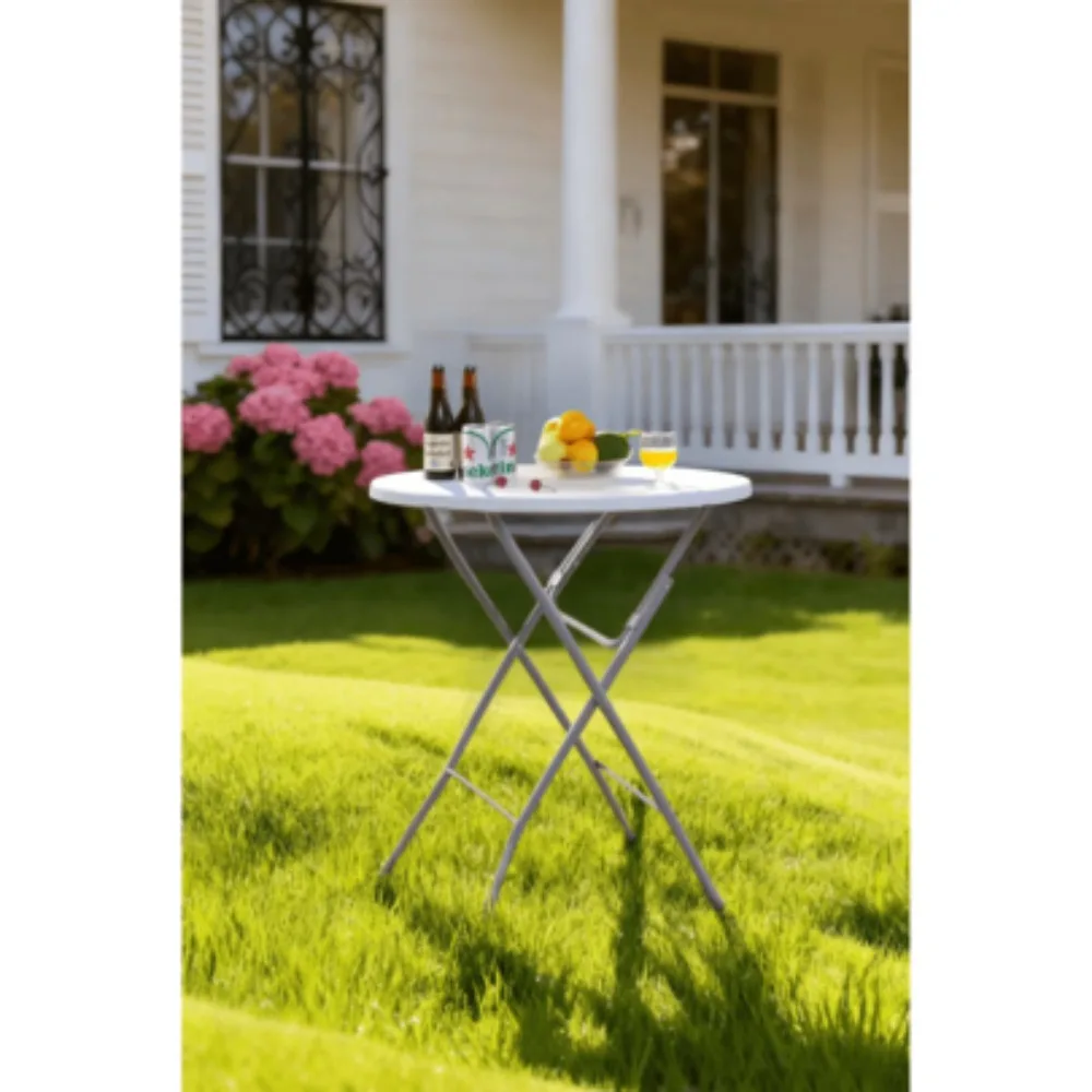 31 Round High Top Folding Table, 40 Inch Tall Bar Table with Sturdy Metal Frame, Portable Indoor Outdoor Party Table for Events Patio Balcony Kitchen Dining, Space Saving Easy Clean