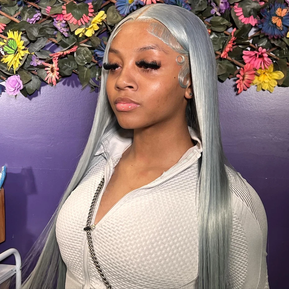 Silver Grey Wig Human Hair Lace Front Wig Body Wave 30 40 Inches 13x6 Transparent Lace Frontal Wig Pre Plucked Peruvian Silver Gray Lace Front Human Hair Wig Bone Straight Ash Gray Colored Human Hair Wigs Free Shipping