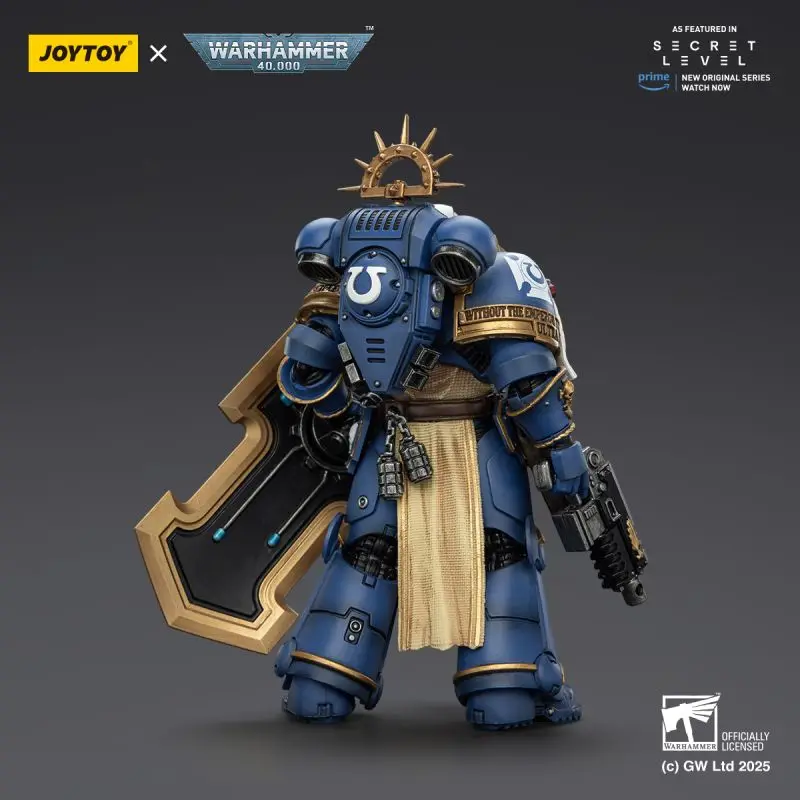 JOYTOY Warhammer 40K Ultramarines Levantus with Power Sword Stormshield and Bolt Pistol Figure Collection Gift for Adults