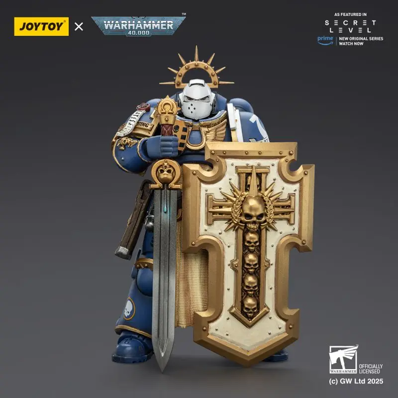 JOYTOY Warhammer 40K Ultramarines Levantus with Power Sword Stormshield and Bolt Pistol Figure Collection Gift for Adults