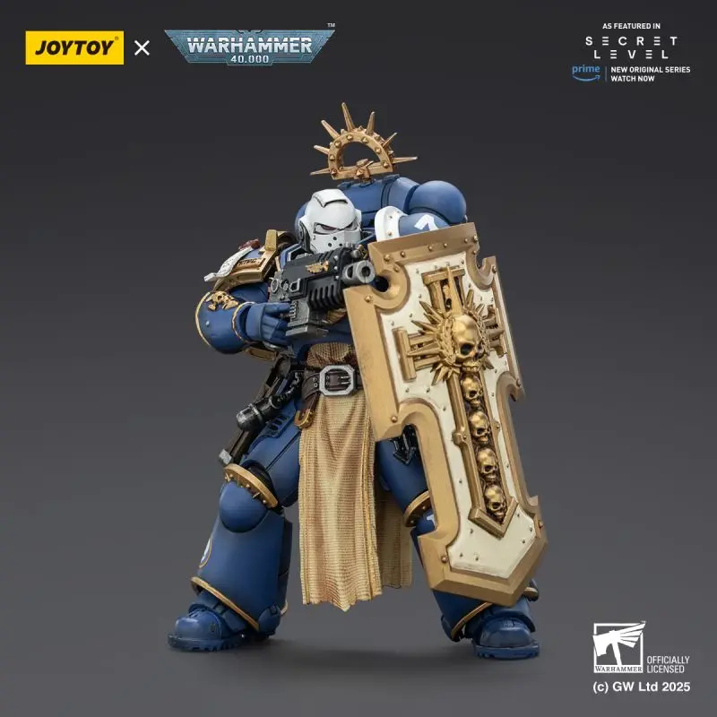 JOYTOY Warhammer 40K Ultramarines Levantus with Power Sword Stormshield and Bolt Pistol Figure Collection Gift for Adults