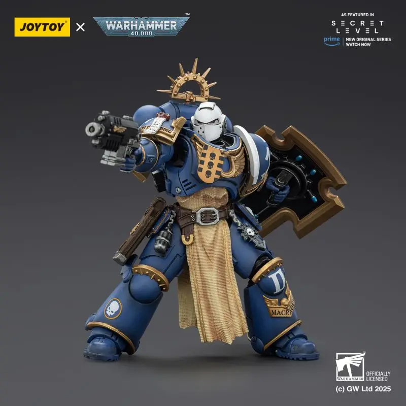JOYTOY Warhammer 40K Ultramarines Levantus with Power Sword Stormshield and Bolt Pistol Figure Collection Gift for Adults