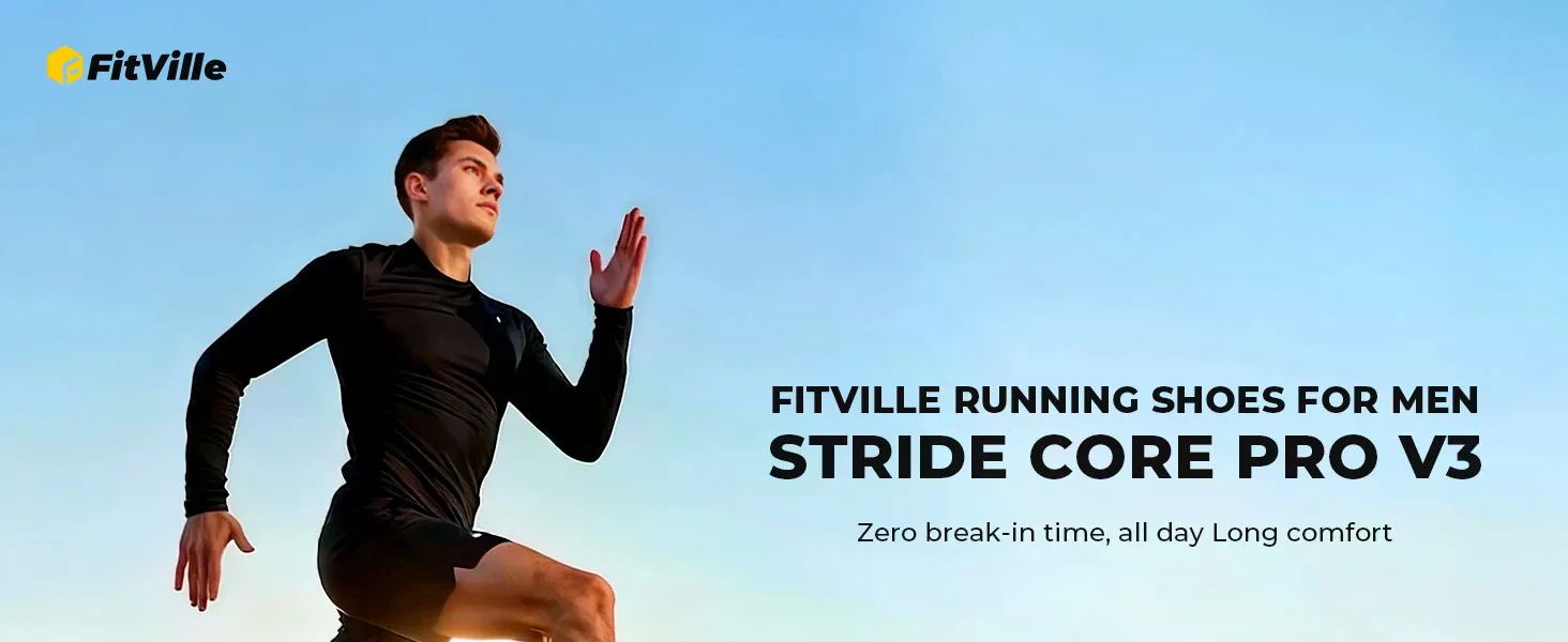 FitVille Walking Shoes for Men, Wide Design Breathable Non‑Slip Sneakers, Cushioned Tennis Running Shoes with Arch Support for Plantar Fasciitis & Heel Pain Relief