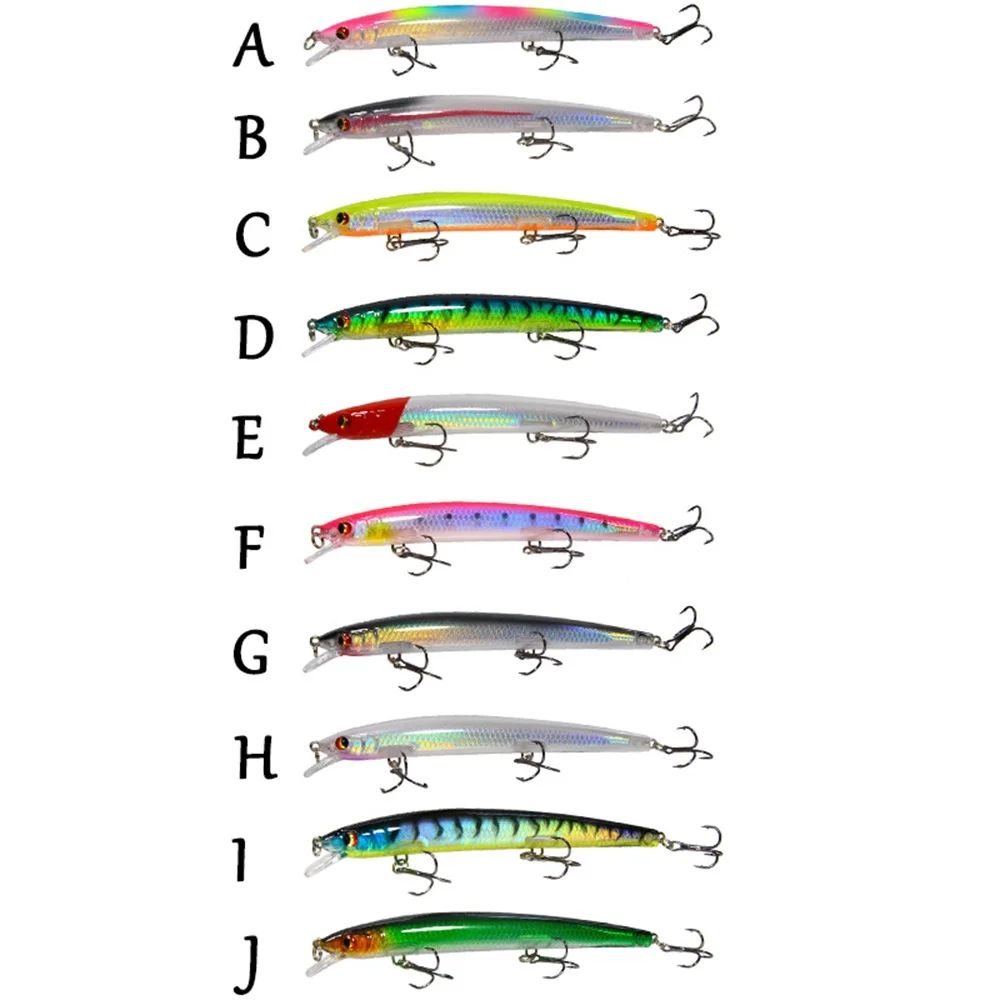 10pcs Laser Long Minnow Hard Bait Fishing Lure Swimbait 13.5cm 15g