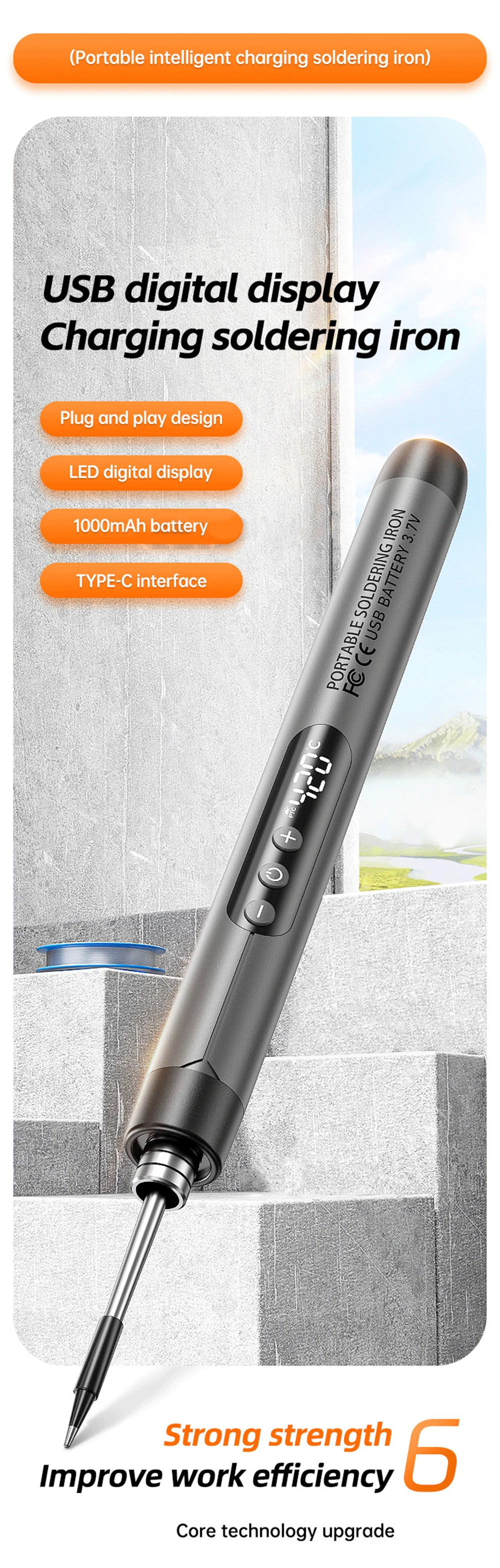 USB-C200L Soldering Iron Mini Small Soldering Iron Set Portable Household Type-C Interface 800mAh Battery Adjustable Temperature