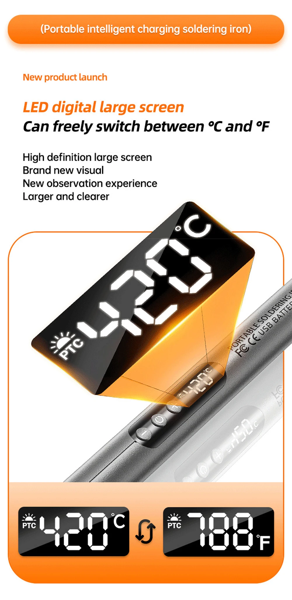 USB-C200L Soldering Iron Mini Small Soldering Iron Set Portable Household Type-C Interface 800mAh Battery Adjustable Temperature