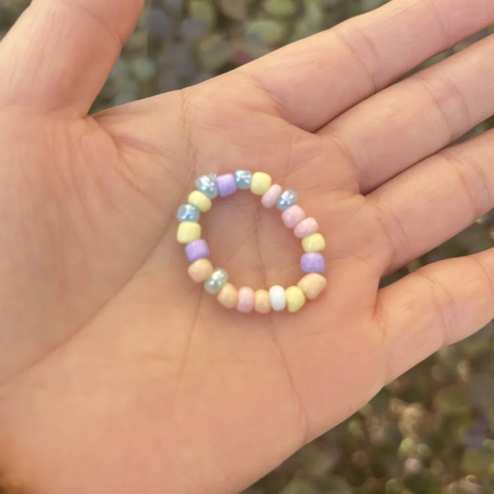 Elastic Beaded Ring Featuring Acrylic Pearls in Wave Drop Geometric Shapes Korean Style Unisex Jewelry Fresh Sweet Design Multip