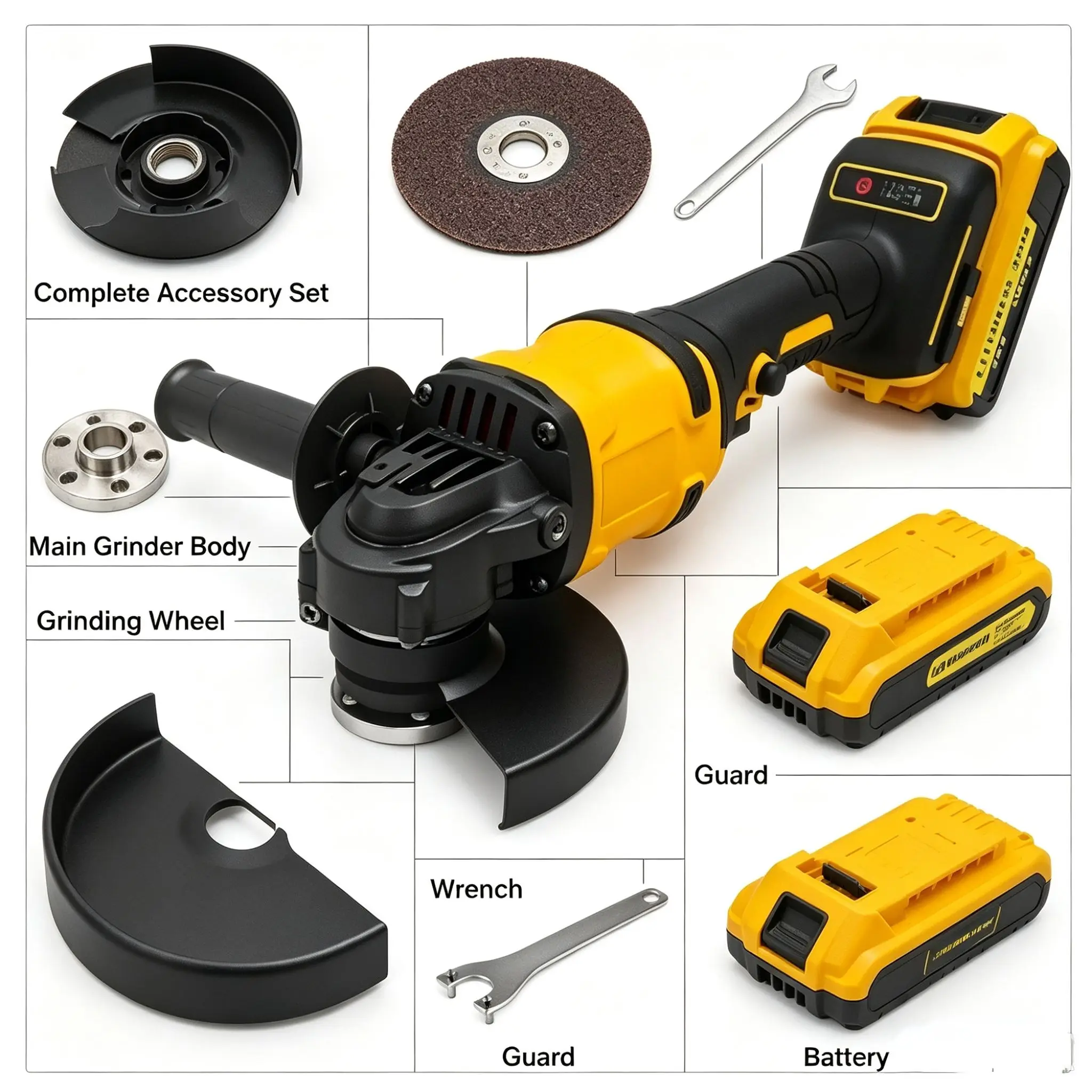 DW-Angle Grinder DCG409, 20V Brushless Wireless Power Tool, Cutting Machine, 125mm Rechargeable Portable Polisher