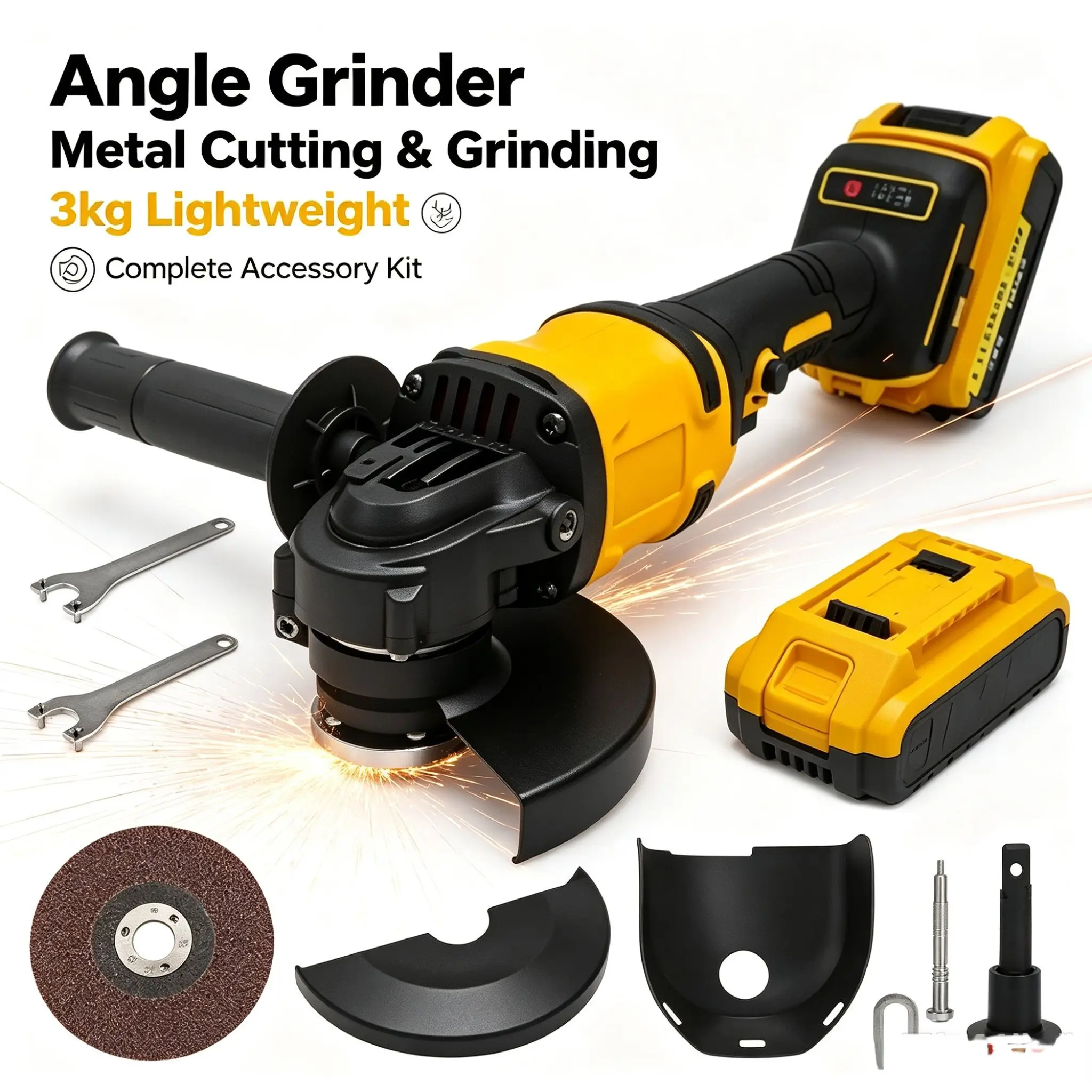 DW-Angle Grinder DCG409, 20V Brushless Wireless Power Tool, Cutting Machine, 125mm Rechargeable Portable Polisher