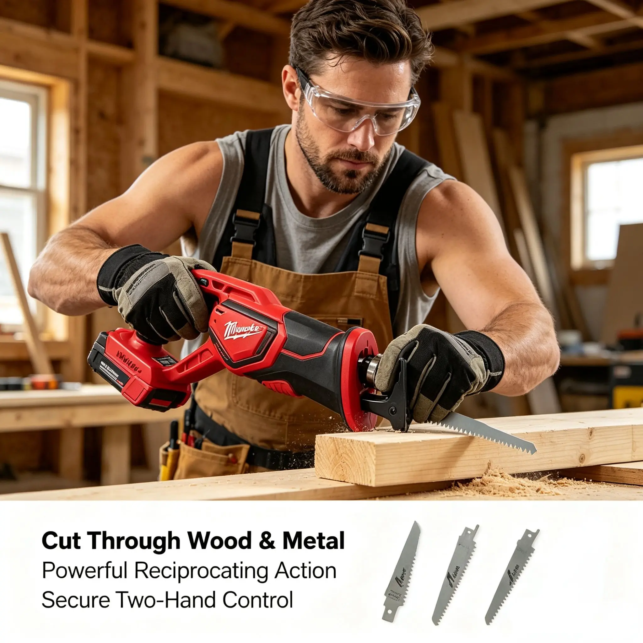 Brushless Reciprocating Saw 3000RPM High-Power Cutting Saw Electric Saber Saw Cutting Machine Power Tools For MWQ Battery