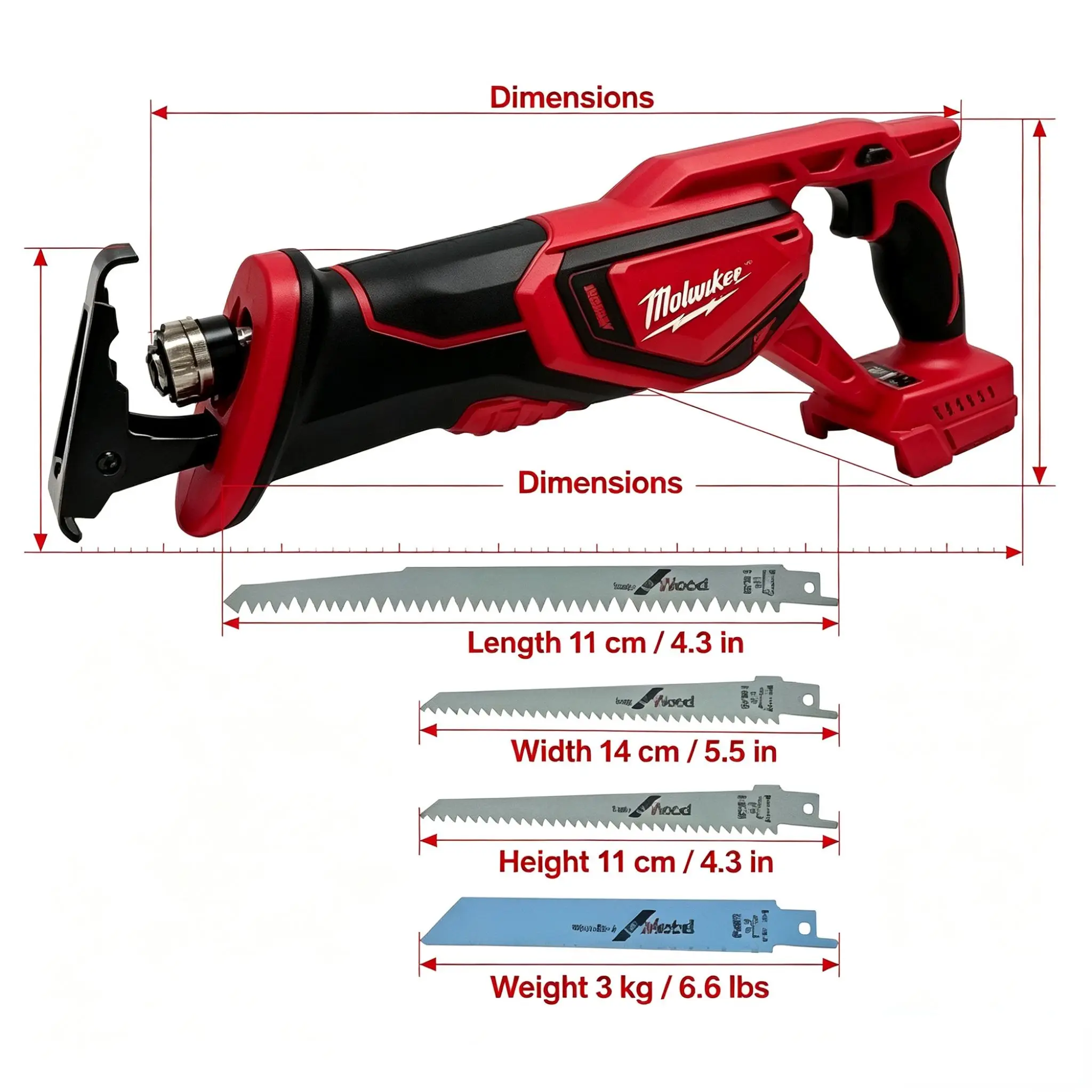 Brushless Reciprocating Saw 3000RPM High-Power Cutting Saw Electric Saber Saw Cutting Machine Power Tools For MWQ Battery
