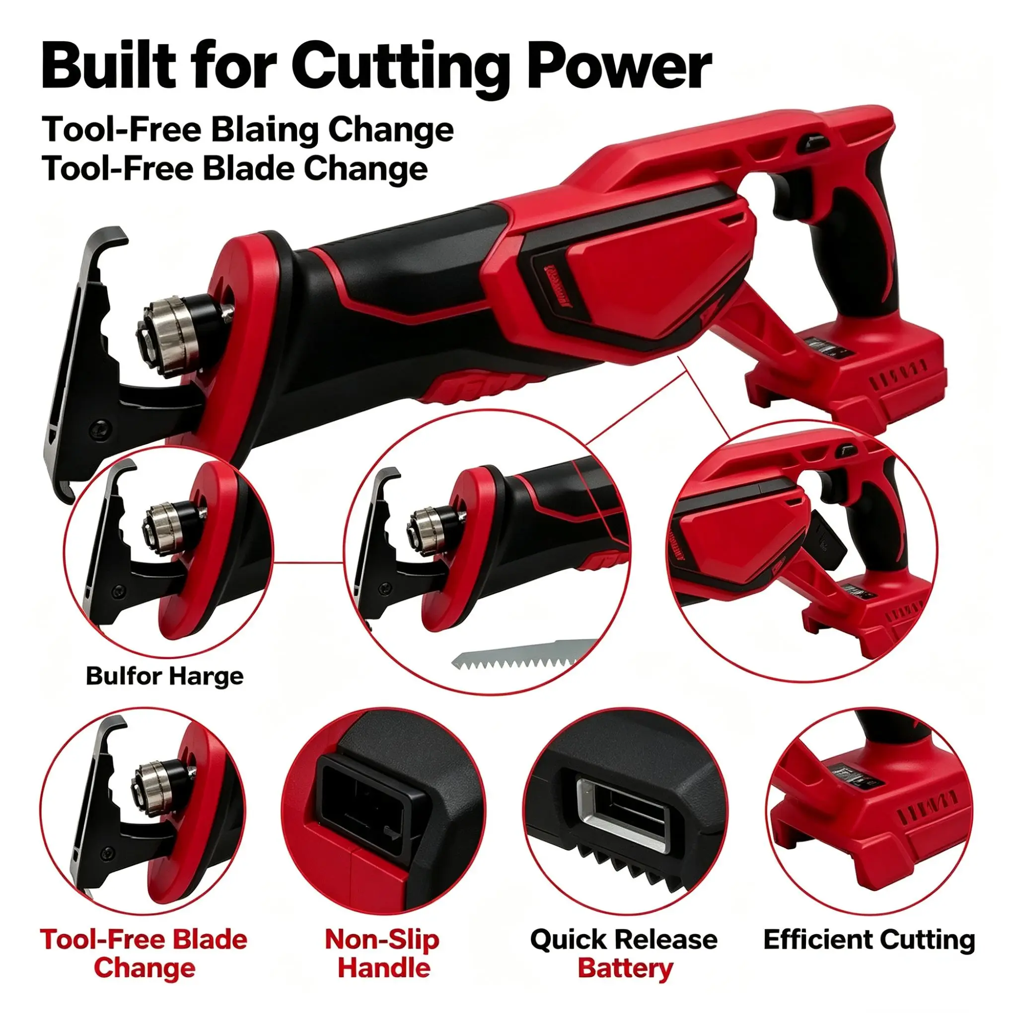 Brushless Reciprocating Saw 3000RPM High-Power Cutting Saw Electric Saber Saw Cutting Machine Power Tools For MWQ Battery