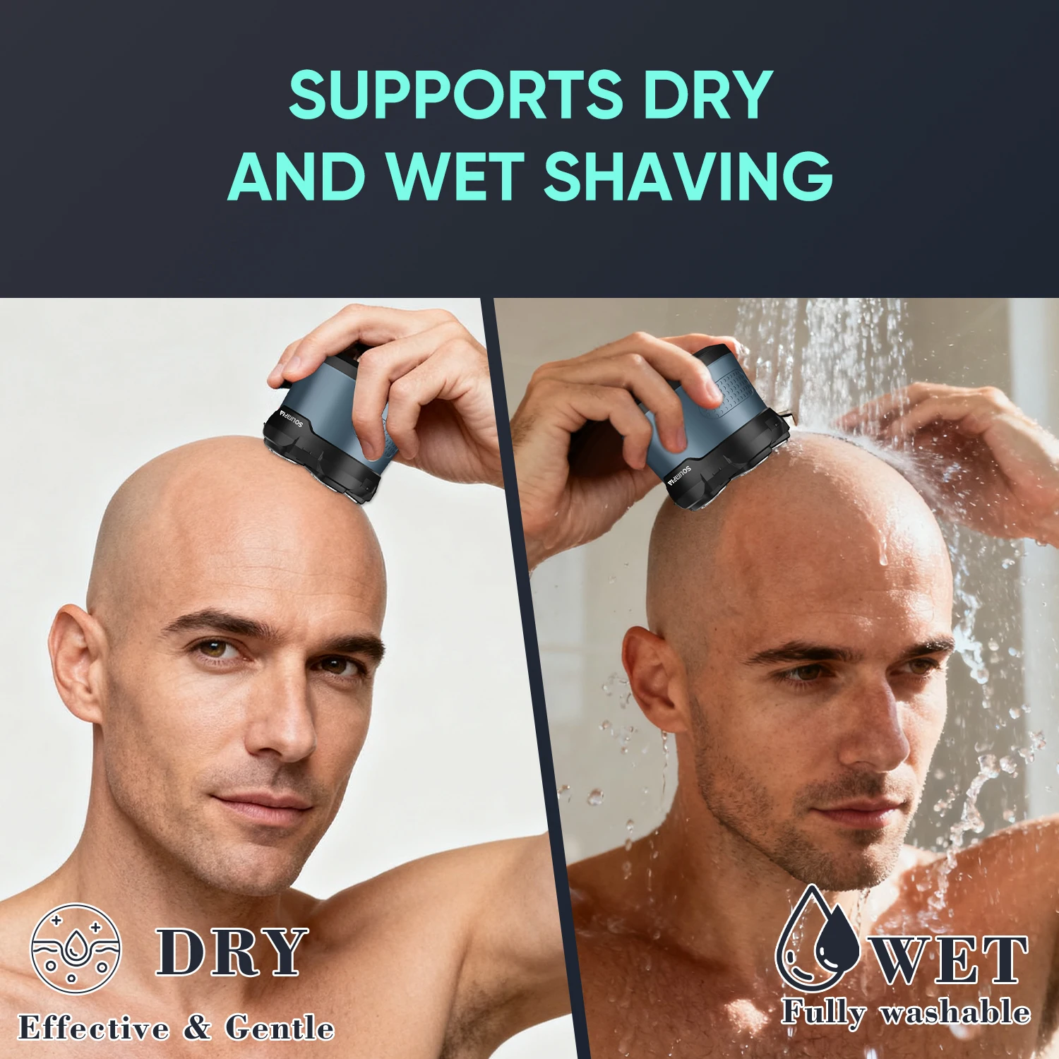 Solimpia Men's Bald Head Hair Trimmer Electric Shaver with Magnetic Six Blade Heads Home Use Beard Razor