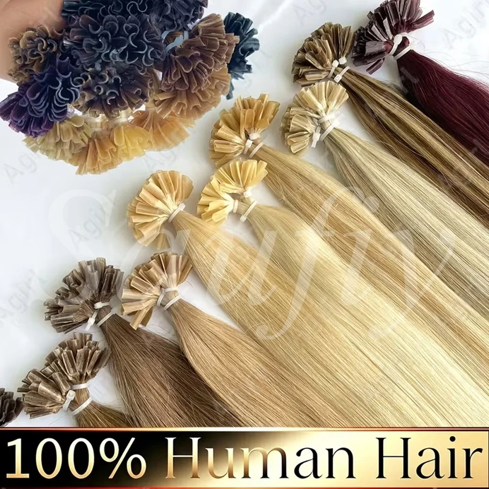 30g/pack Straight Nail U Tip Hair Extensions Real Human Hair Straight Capsules Keratin Tip Human Hair Extensions Natural Black Balayge Natural Black Brown Blonde Hot Fusion Human Hair Extensions 50Strands