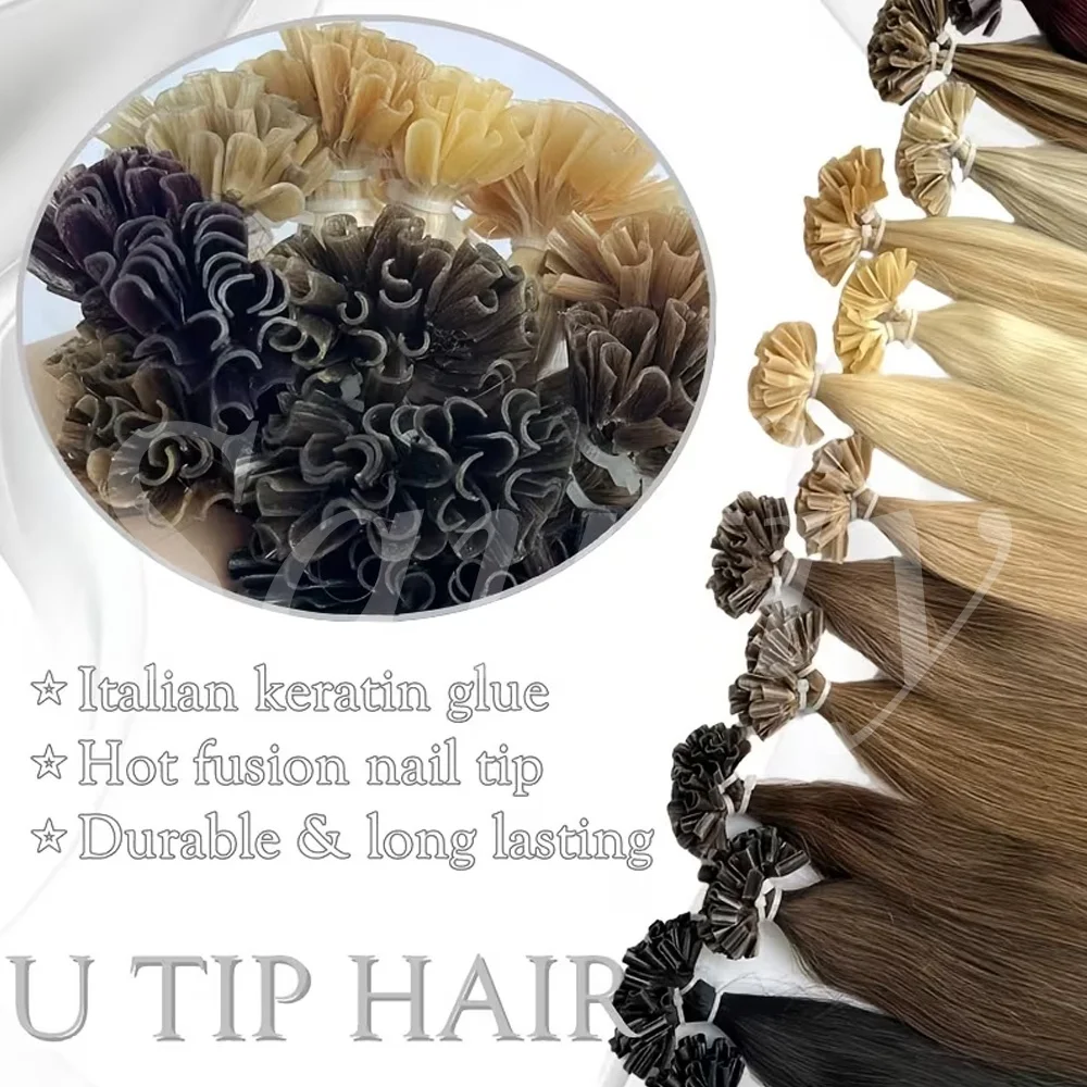 30g/pack Straight Nail U Tip Hair Extensions Real Human Hair Straight Capsules Keratin Tip Human Hair Extensions Natural Black Balayge Natural Black Brown Blonde Hot Fusion Human Hair Extensions 50Strands