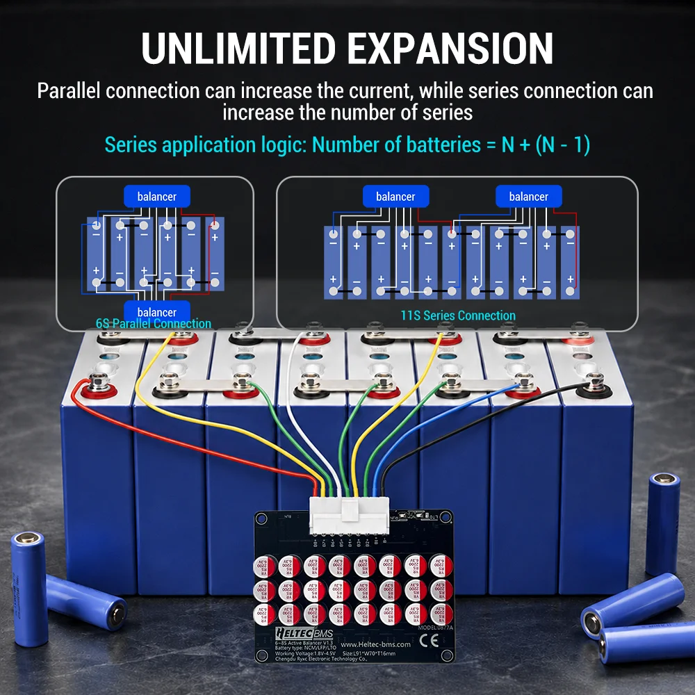 Active Equalizer Balancer 5A 3S 4S 5S 6S 7S 8S 14S 16S 17S 18S 19S 20S 21S Lifepo4/Lipo/LTO Battery Energy Capacitor