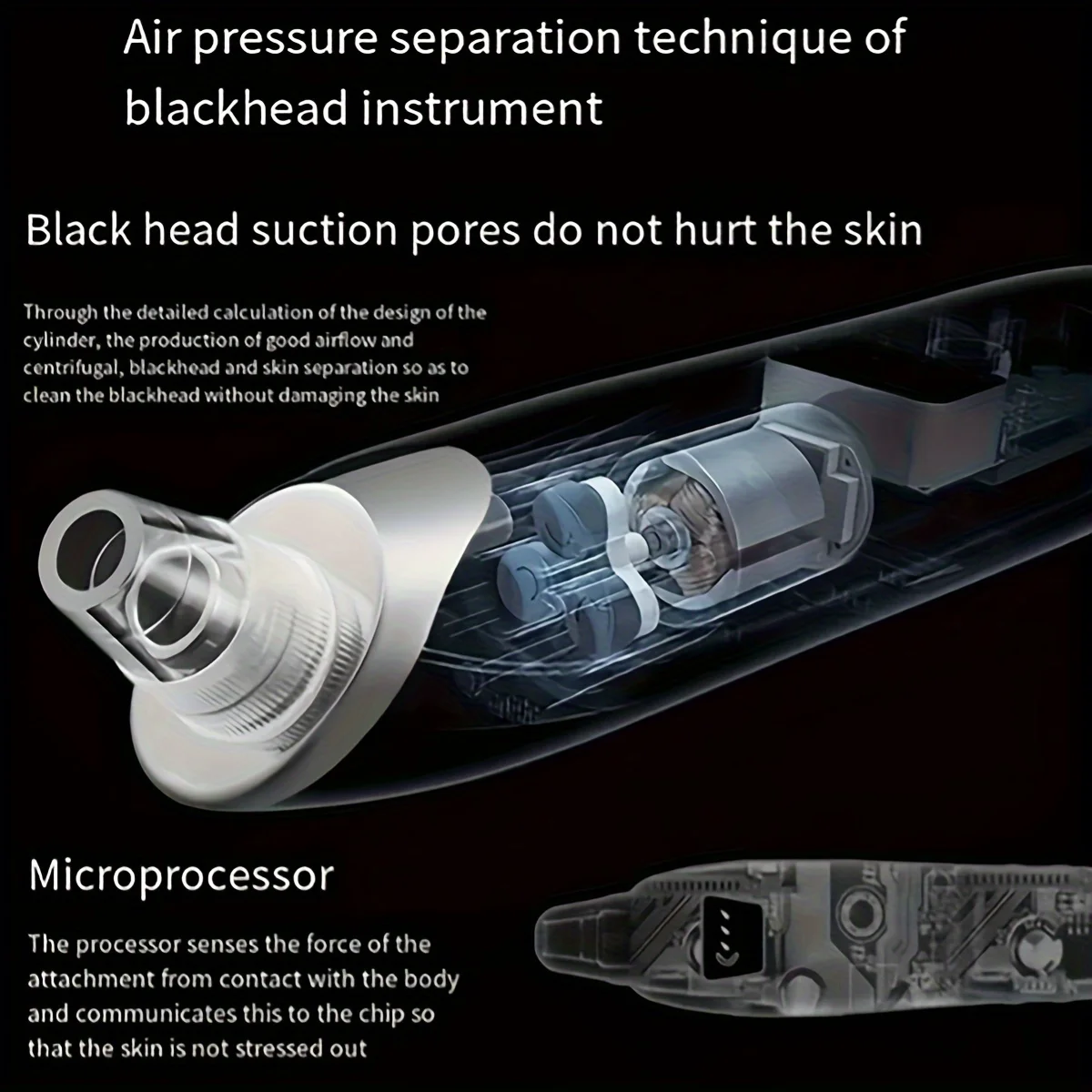 Cloud Prime Electric Facial Pore Cleaner Pimple Adsorbent Rechargeable Blackhead Reduce Tool 3 Suction Power, 5 Probes For Christmas And New Year Gifts