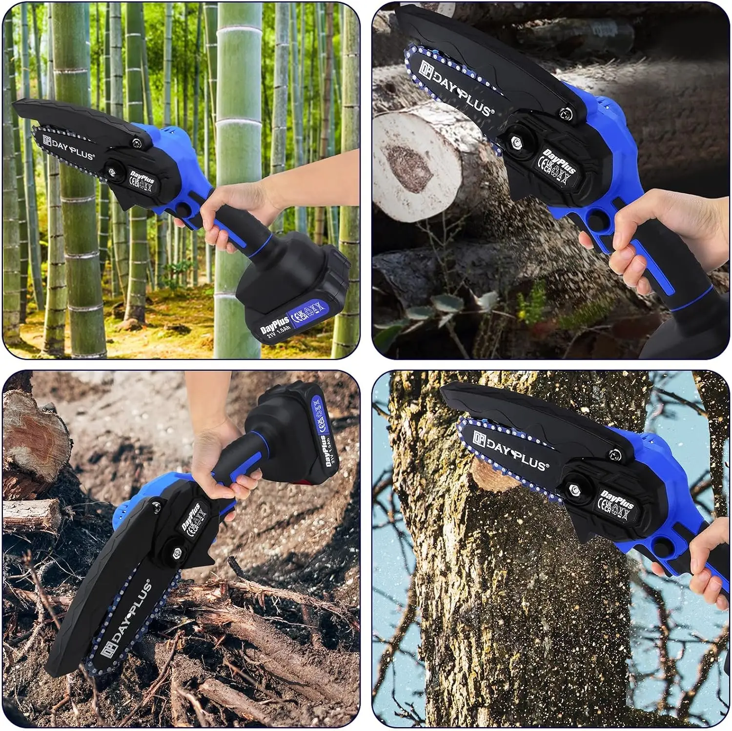 21V Cordless Mini Chainsaw – Handheld Electric Chain Saw with 2x Batteries & Charger, 4″ 600W Pruning Saw for Tree Branches, Wood Cutting & Garden Use, Storage Case Included