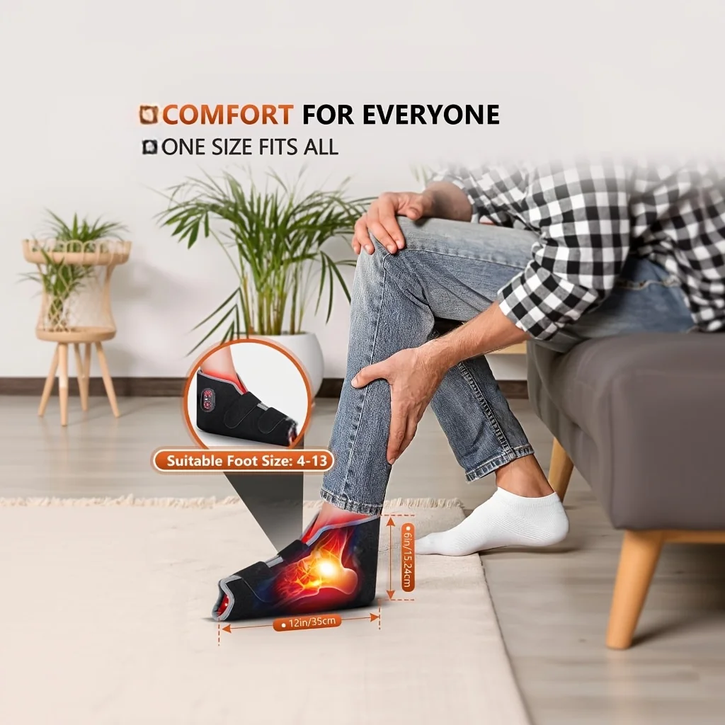 Red Light Therapy Foot Wrap with 660nm Red Light 850nm Near Infrared Light Ankle Brace Heating Therapy Device for Foot Care Muscle Recovery Sports Relaxation Portable Foot Massager Support for Plantar Comfort Joint Wellness Home Use for Men Women
