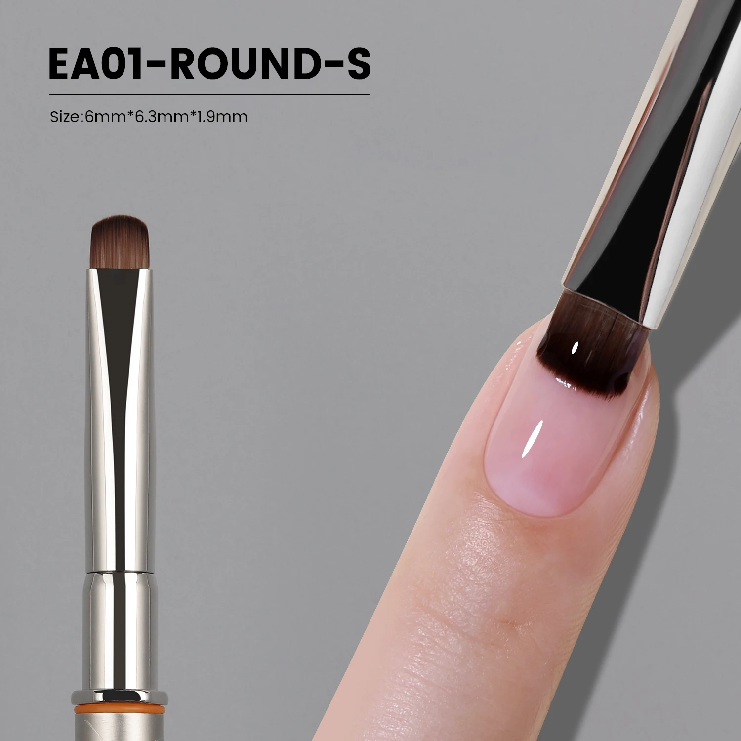 YOKEFELLOW EliteAlly Nail Art Brushes, 2-in-1 French Tip Brush and Clean up Brush for Gel Nail Polish, Base Gel Short Round Brush Professional Nail Tool (EA01 ROUND-S)