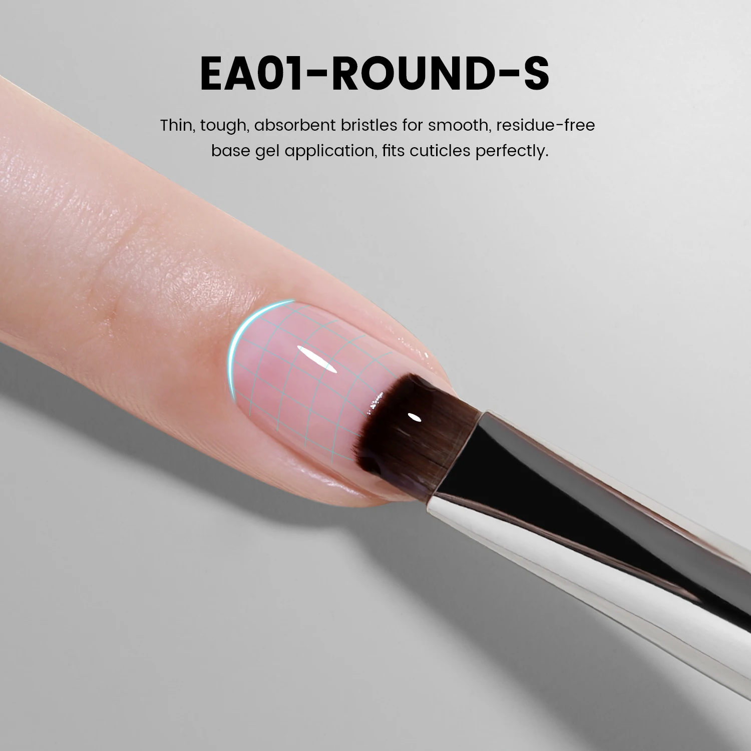 YOKEFELLOW EliteAlly Nail Art Brushes, 2-in-1 French Tip Brush and Clean up Brush for Gel Nail Polish, Base Gel Short Round Brush Professional Nail Tool (EA01 ROUND-S)