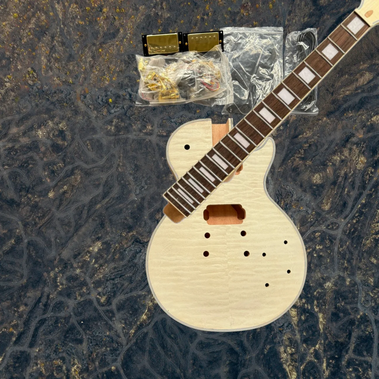 New Semi-finished Electric Guitar with Wrapped Edges and Accessories, Rock Style, Quality Assurance