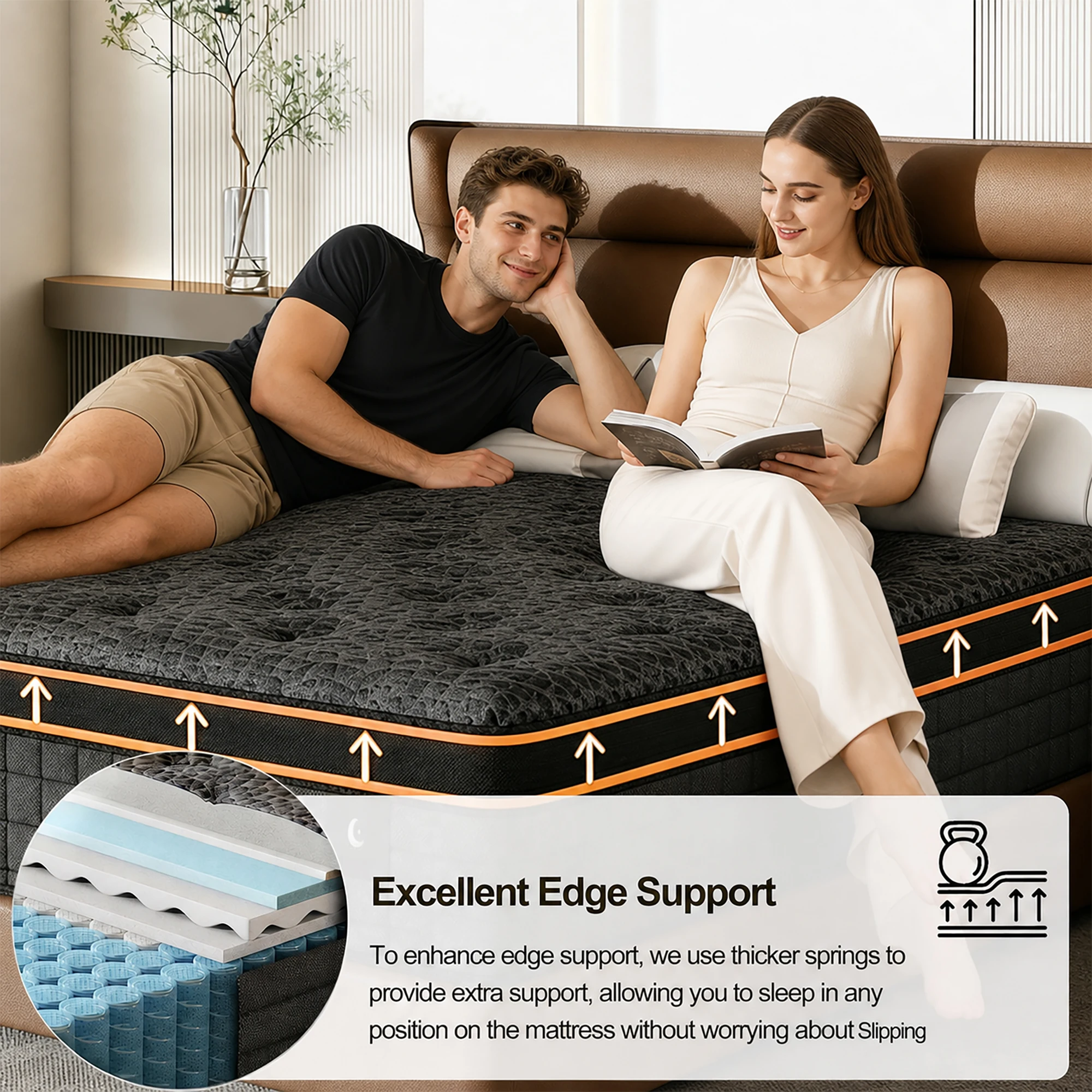 12/14 Inch Twin, Full, Queen, King, Mattress Memony Foam And Spring, Medium Firm Mattress for Cooling, Pressure Relief, Edge Support & Motion Isolation Box-Packed for Bedrooms, Guest Rooms And Hotels