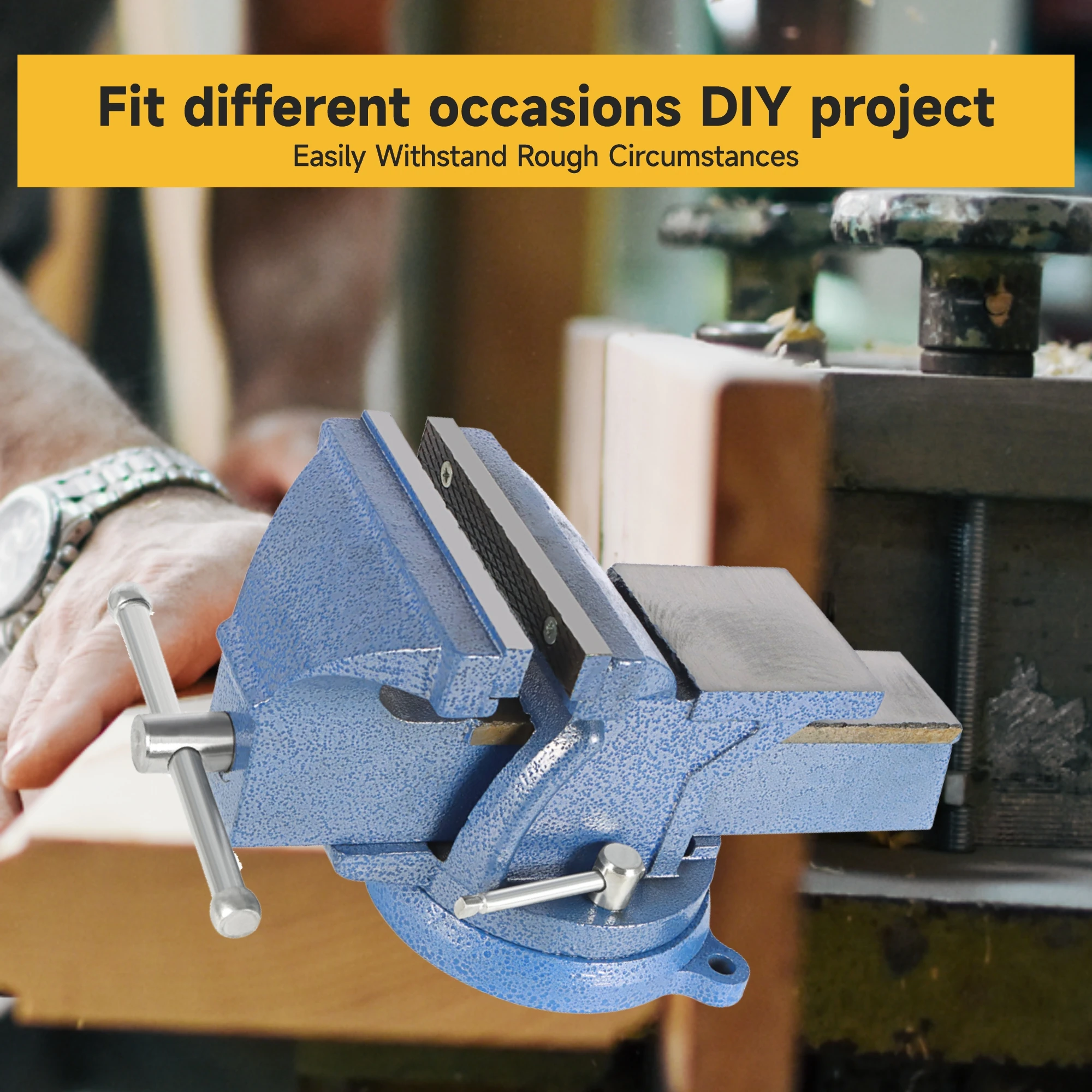 6 Inch Heavy Duty Bench Vise with 360° Swivel Base and Integrated Anvil for Metalworking