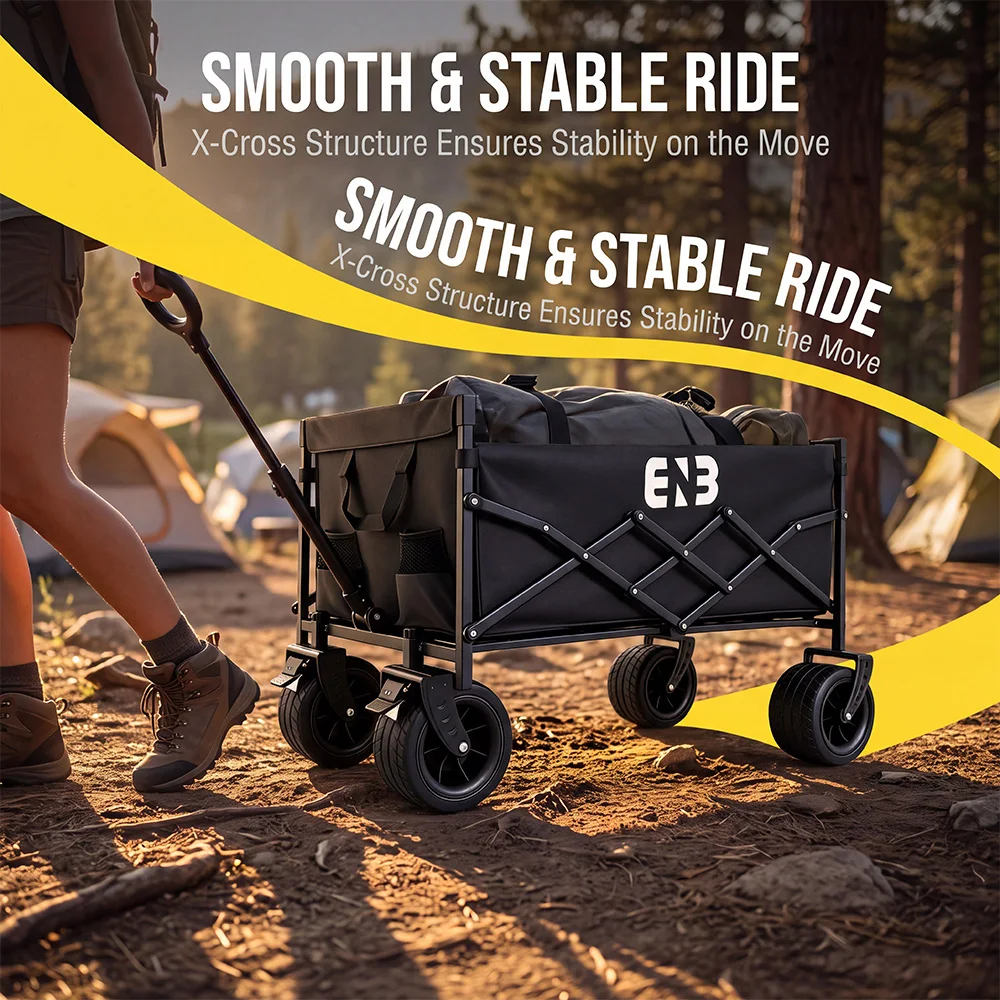 Heavy-duty, Foldable Camping and Gardening Cart with All-Terrain Wheels and Large Capacity—Perfect for Camping, Picnics, and Gardening. Featuring a Reinforced Frame for Durability and Portability, It’s a Must-Have for Families Enjoying Various Outdoor