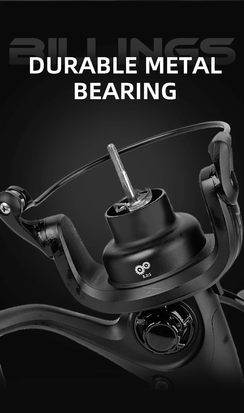 BILLINGS Spinning Reel 18KG Max Drag 5.1:1 Gear Ratio CNC Rocker with Metal Spool Professional Fishing Reels Ideal for Freshwater & Saltwater Bass Trout Fishing