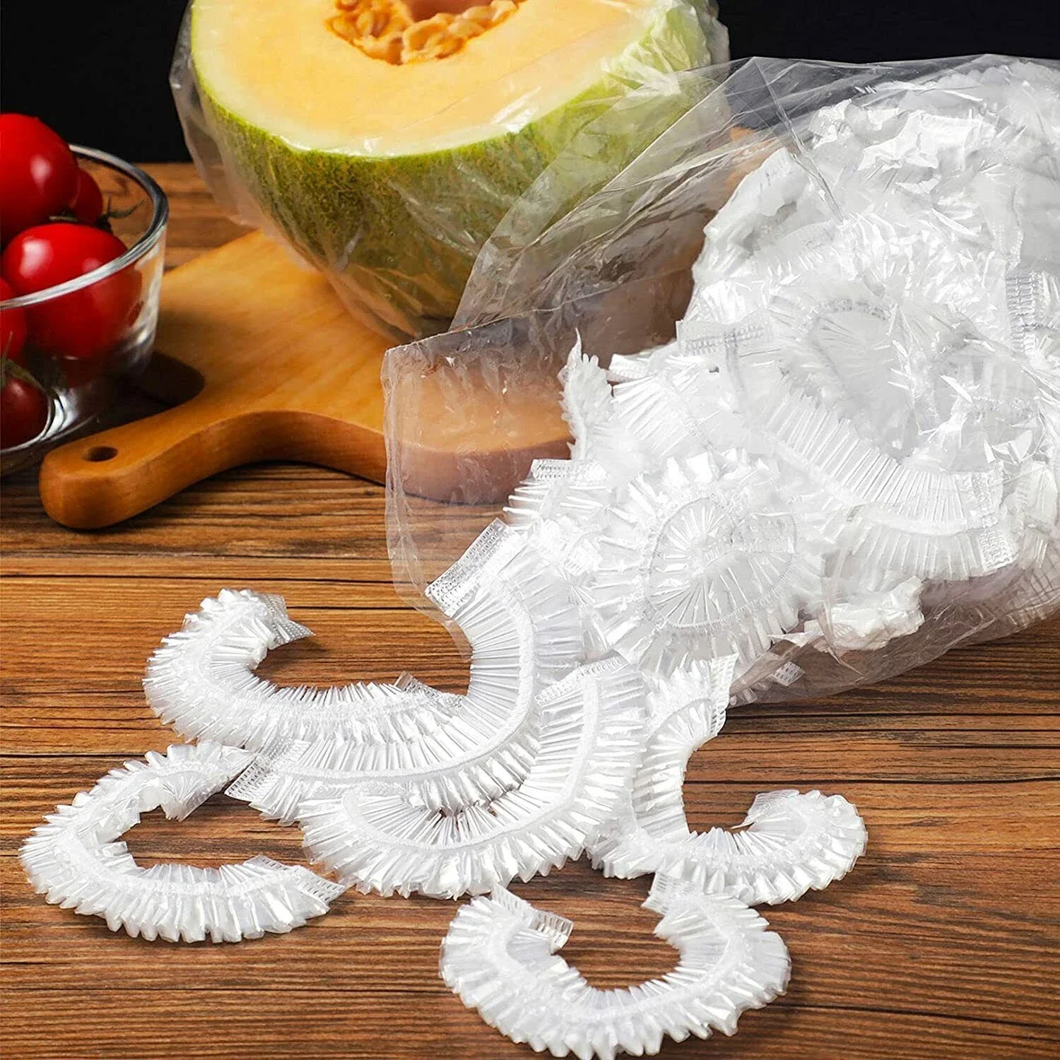 Multi-functional Disposable Food Covers 50/100/200pcs Elastic Plastic Wrap Lids for Bowls Plates Shower Cap & Foot Cover Durable Elastic Food Lids