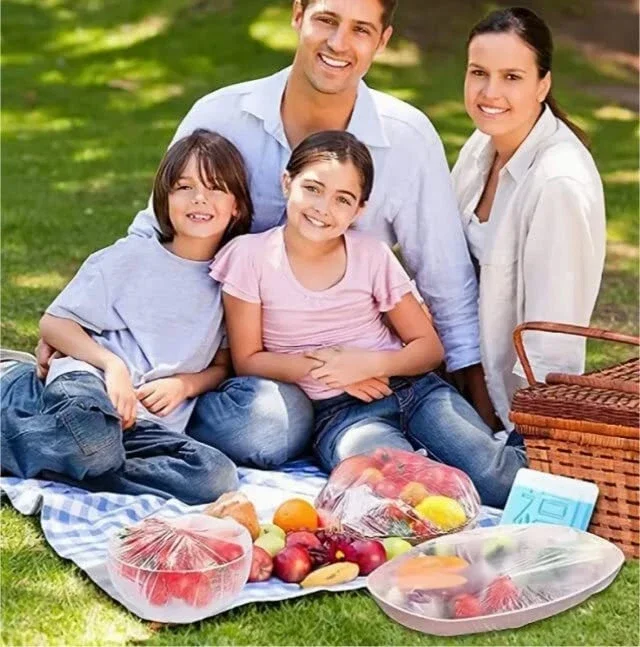 Multi-functional Disposable Food Covers 50/100/200pcs Elastic Plastic Wrap Lids for Bowls Plates Shower Cap & Foot Cover Durable Elastic Food Lids
