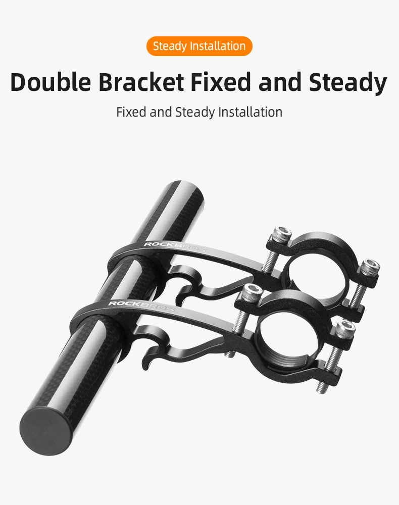 ROCKBROS Bicycle Handlebar Extended Carbon Fiber Bracket Headlight Mount Bar Computer Clip Double MTB Road 20-32cm Bike Handlebar Extender