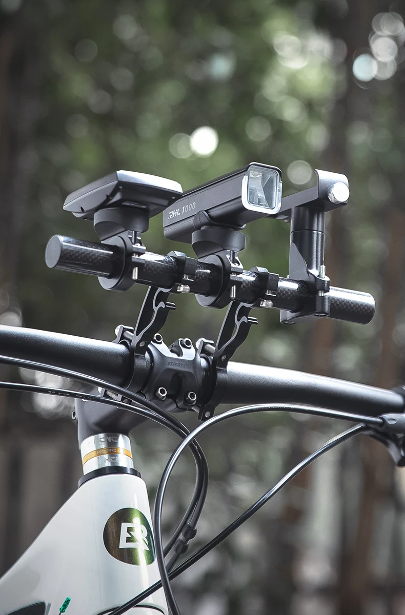 ROCKBROS Bicycle Handlebar Extended Carbon Fiber Bracket Headlight Mount Bar Computer Clip Double MTB Road 20-32cm Bike Handlebar Extender