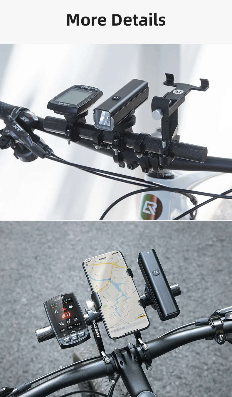 ROCKBROS Bicycle Handlebar Extended Carbon Fiber Bracket Headlight Mount Bar Computer Clip Double MTB Road 20-32cm Bike Handlebar Extender