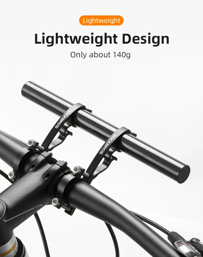ROCKBROS Bicycle Handlebar Extended Carbon Fiber Bracket Headlight Mount Bar Computer Clip Double MTB Road 20-32cm Bike Handlebar Extender