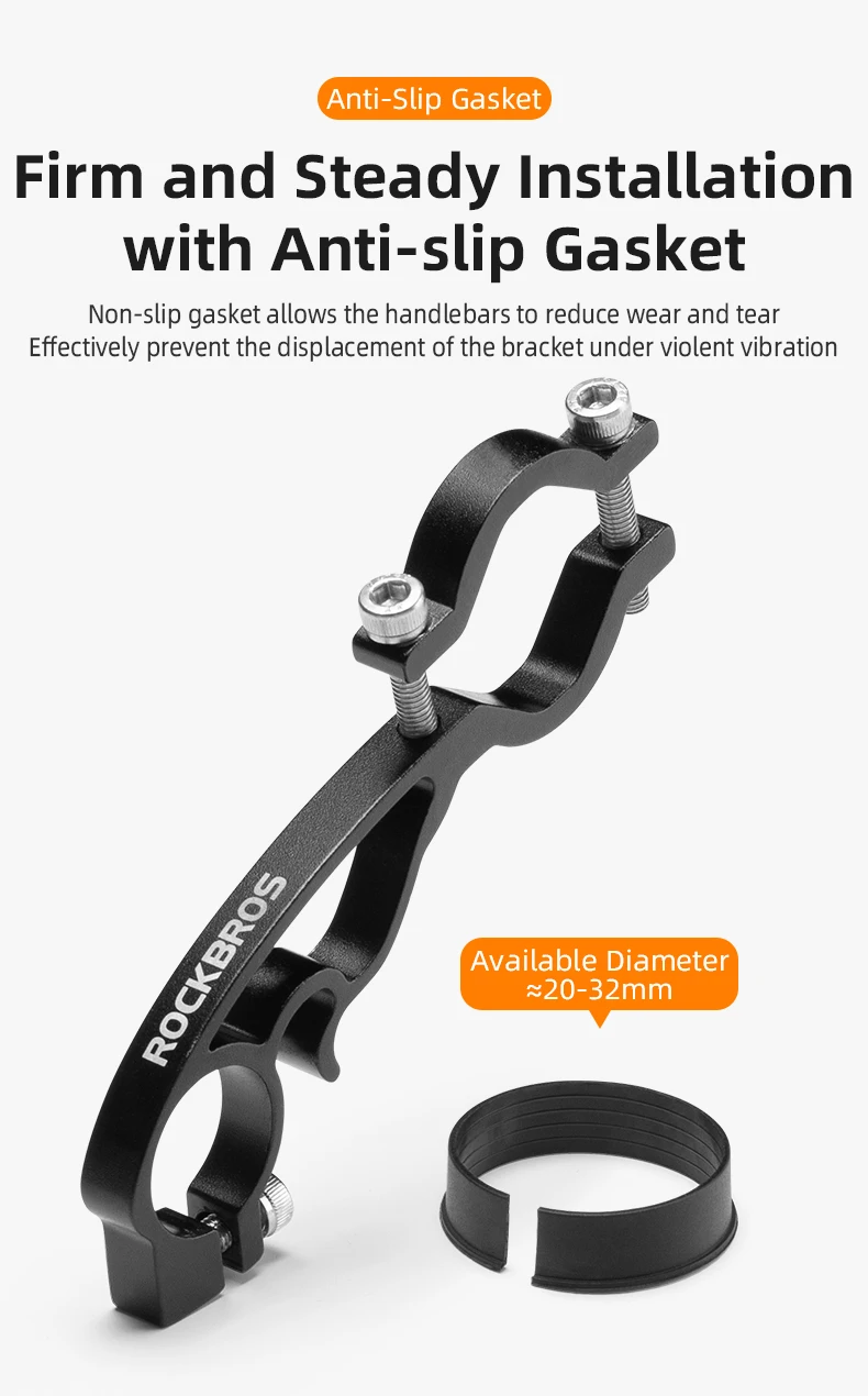 ROCKBROS Bicycle Handlebar Extended Carbon Fiber Bracket Headlight Mount Bar Computer Clip Double MTB Road 20-32cm Bike Handlebar Extender
