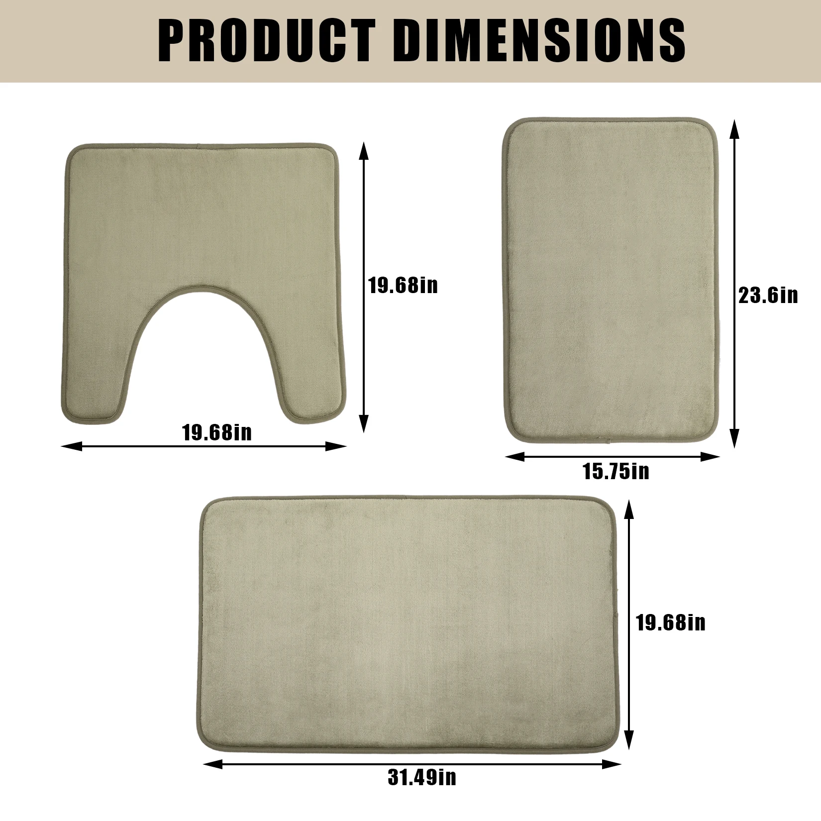 3-Piece Microfiber Bath Rug Set, Soft Non-Slip Washable Bathroom Mats for Shower Toilet Sink Wet Floor
