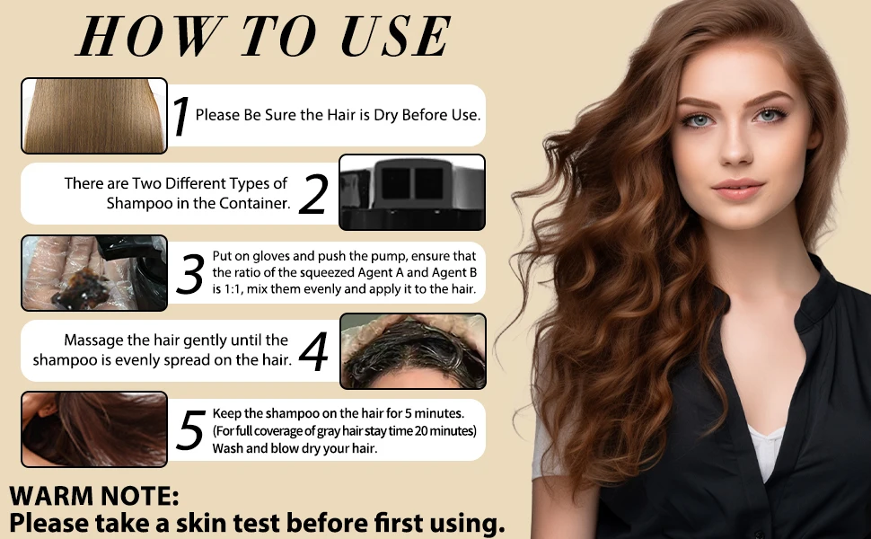 Black Hair Shampoo 200 ml with Smoothing Serum and Detangling Brush, Gradual Gray Coverage Plant-Based Hair Deep Cleaning and Treatment for Unisex
