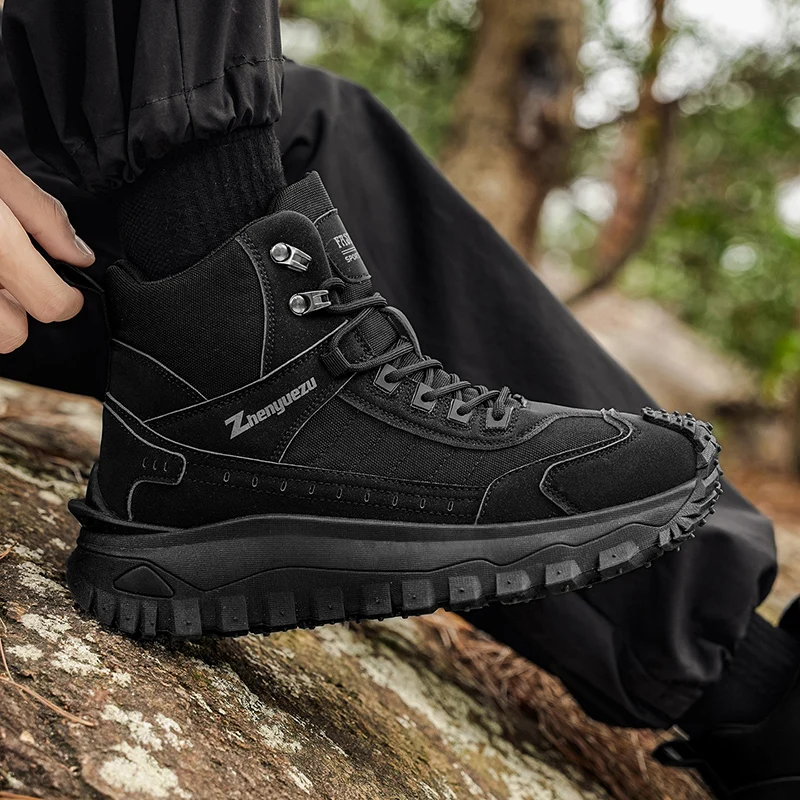 Autumn New High-Top Plus Size Casual Sports Shoes, Outdoor Hiking Boots, Comfortable Thick Sole Lightweight Casual Walking Shoes, Suitable for All-Season Daily Outdoor Activities, Walking And Travel, Mountaineering, Camping Gear