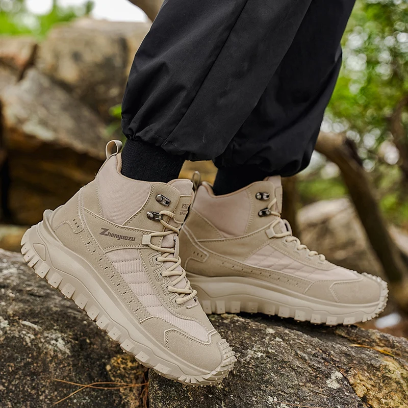 Autumn New High-Top Plus Size Casual Sports Shoes, Outdoor Hiking Boots, Comfortable Thick Sole Lightweight Casual Walking Shoes, Suitable for All-Season Daily Outdoor Activities, Walking And Travel, Mountaineering, Camping Gear