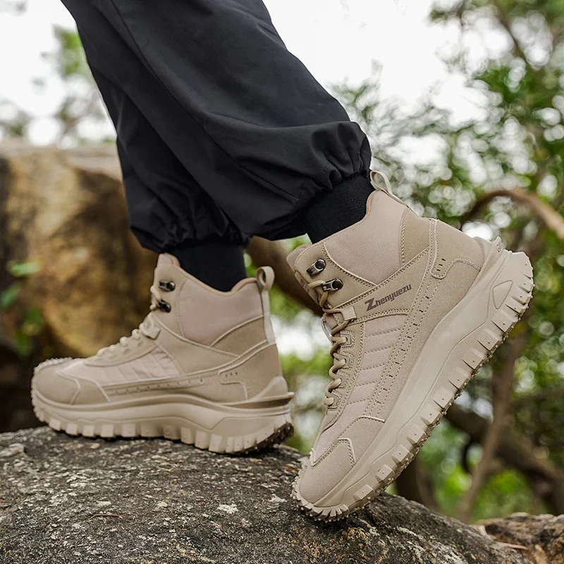 Autumn New High-Top Plus Size Casual Sports Shoes, Outdoor Hiking Boots, Comfortable Thick Sole Lightweight Casual Walking Shoes, Suitable for All-Season Daily Outdoor Activities, Walking And Travel, Mountaineering, Camping Gear