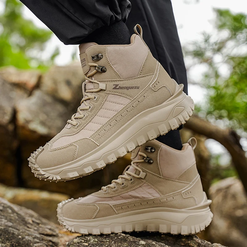 Autumn New High-Top Plus Size Casual Sports Shoes, Outdoor Hiking Boots, Comfortable Thick Sole Lightweight Casual Walking Shoes, Suitable for All-Season Daily Outdoor Activities, Walking And Travel, Mountaineering, Camping Gear